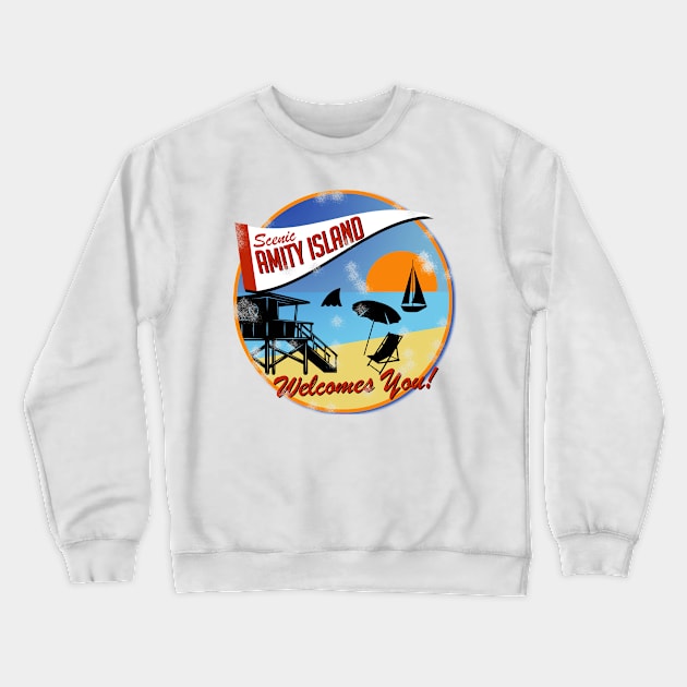 Amity Island Tourist Crewneck Sweatshirt by PopCultureShirts